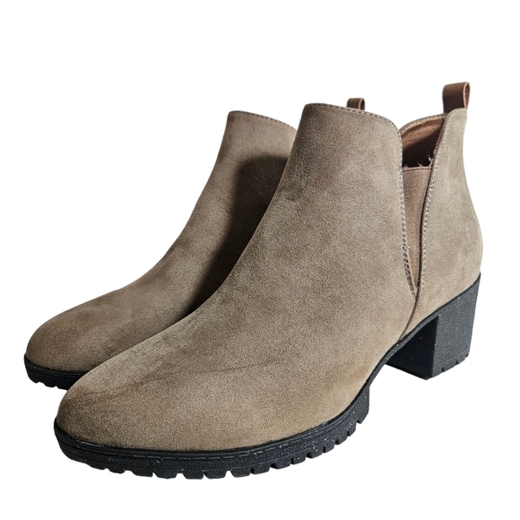 Dr Scholls London Brown Pull-on Closed toe Block Heel Booties Sz 9.5M - Picture 1 of 11